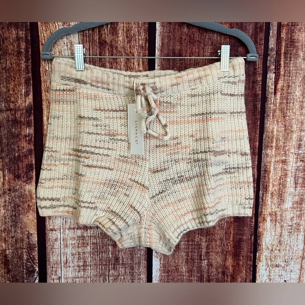 L*Space | NWT Layla Knit Cream High Waist Shorts - Picture 3 of 11